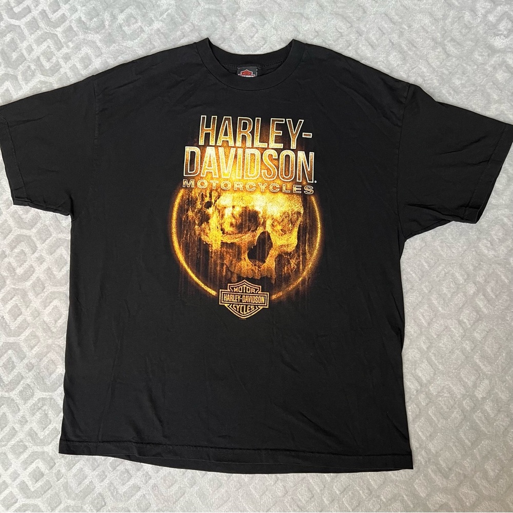 Harley-Davidson Men’s Skull Head On Fire Print Silverton Colorado TShirt Sz 2XL
